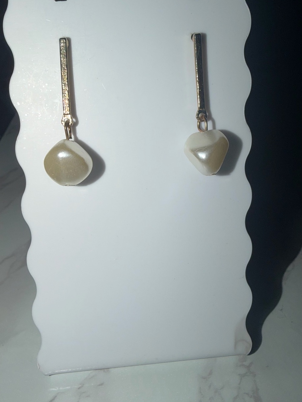 & Other Stories Gold Bar Earrings with Cream Pearl Drops